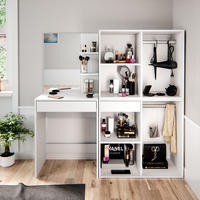 SCHMINKTISCH Isabelle Weiß 140 cm mit Schränken - Weiß, Holzwerkstoff (140/140/40cm) - Vicco