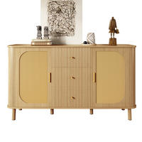 SIDEBOARD aus MDF 140x40x80 cm Natur mit Rattantüren, Schubladen und Kabeldurchführung - Naturfarben, Holzwerkstoff (140/80/40cm) - IVMEU