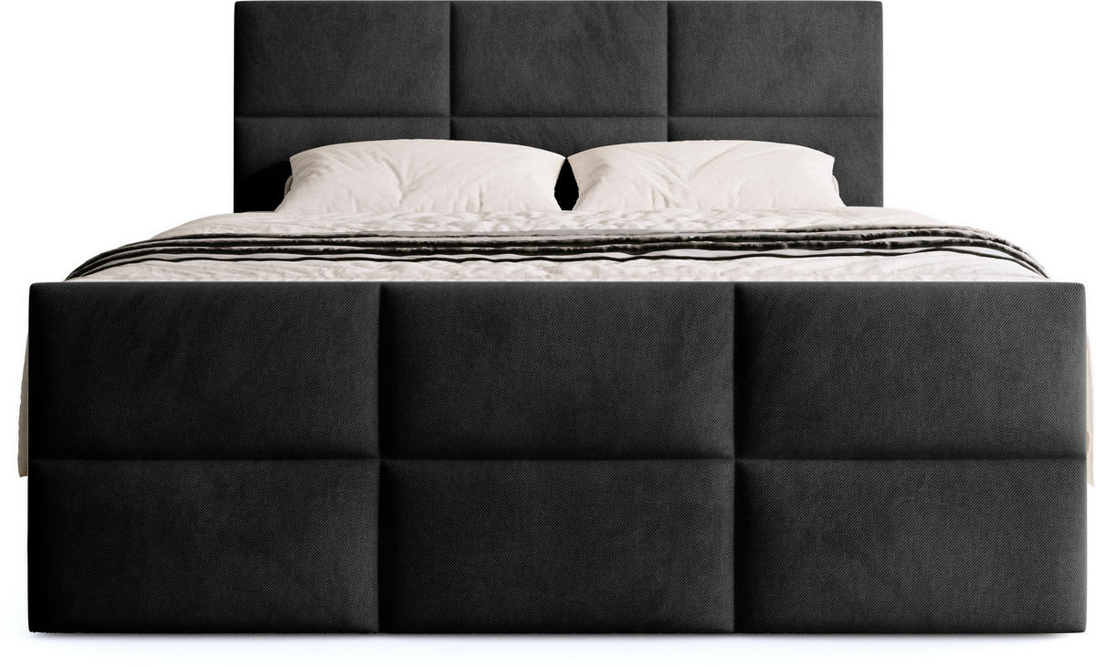 BOXSPRINGBETT Boston Duo Mit Bettkasten, Topper und Matratze Schwarz Kronos 07 140x200 cm - Schwarz, Textil (140/200cm) - Bromarkt