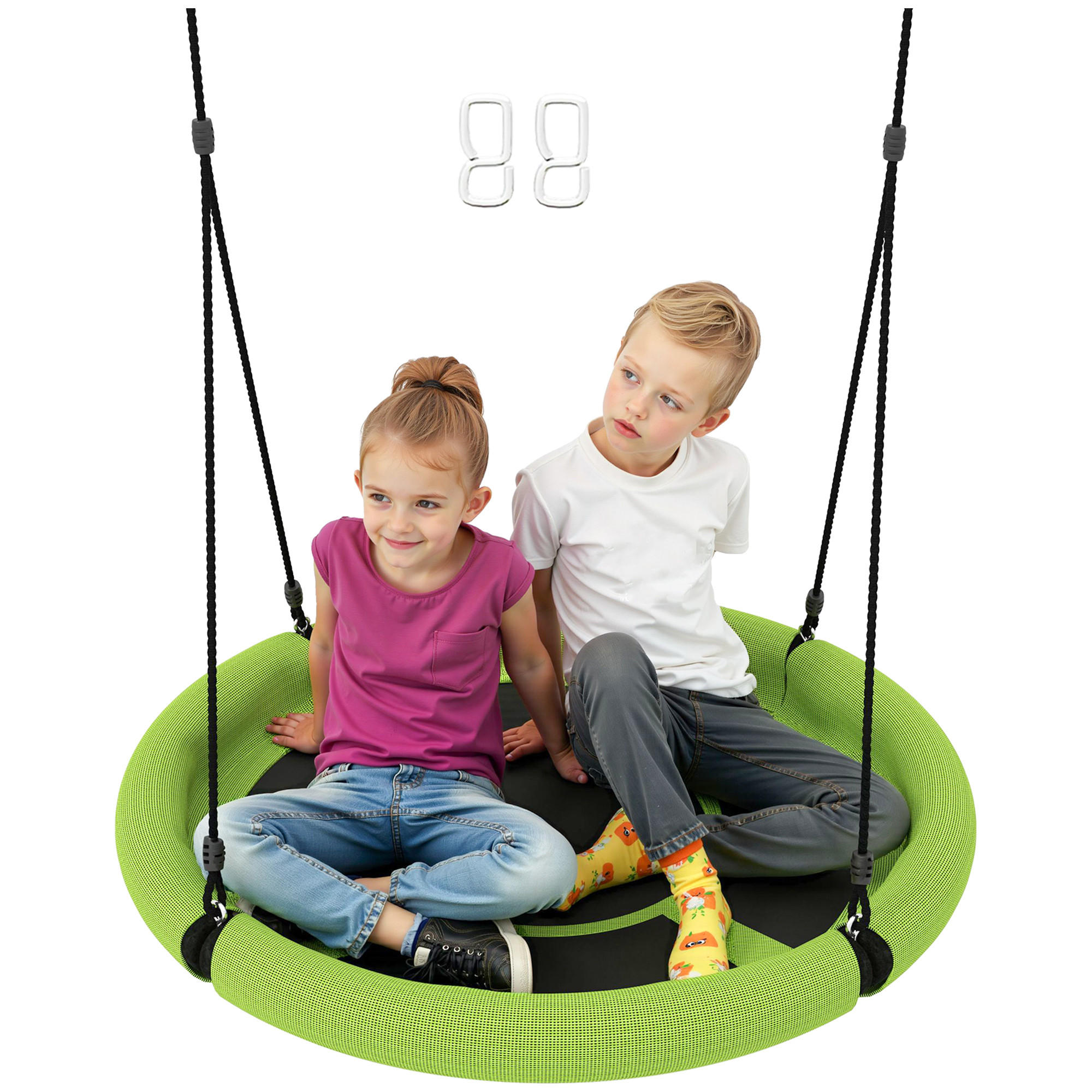 KINDERSCHAUKEL, Grün+Schwarz, Metall, Netzstoff - Grün, Metall (98/98cm) - AIYAPLAY