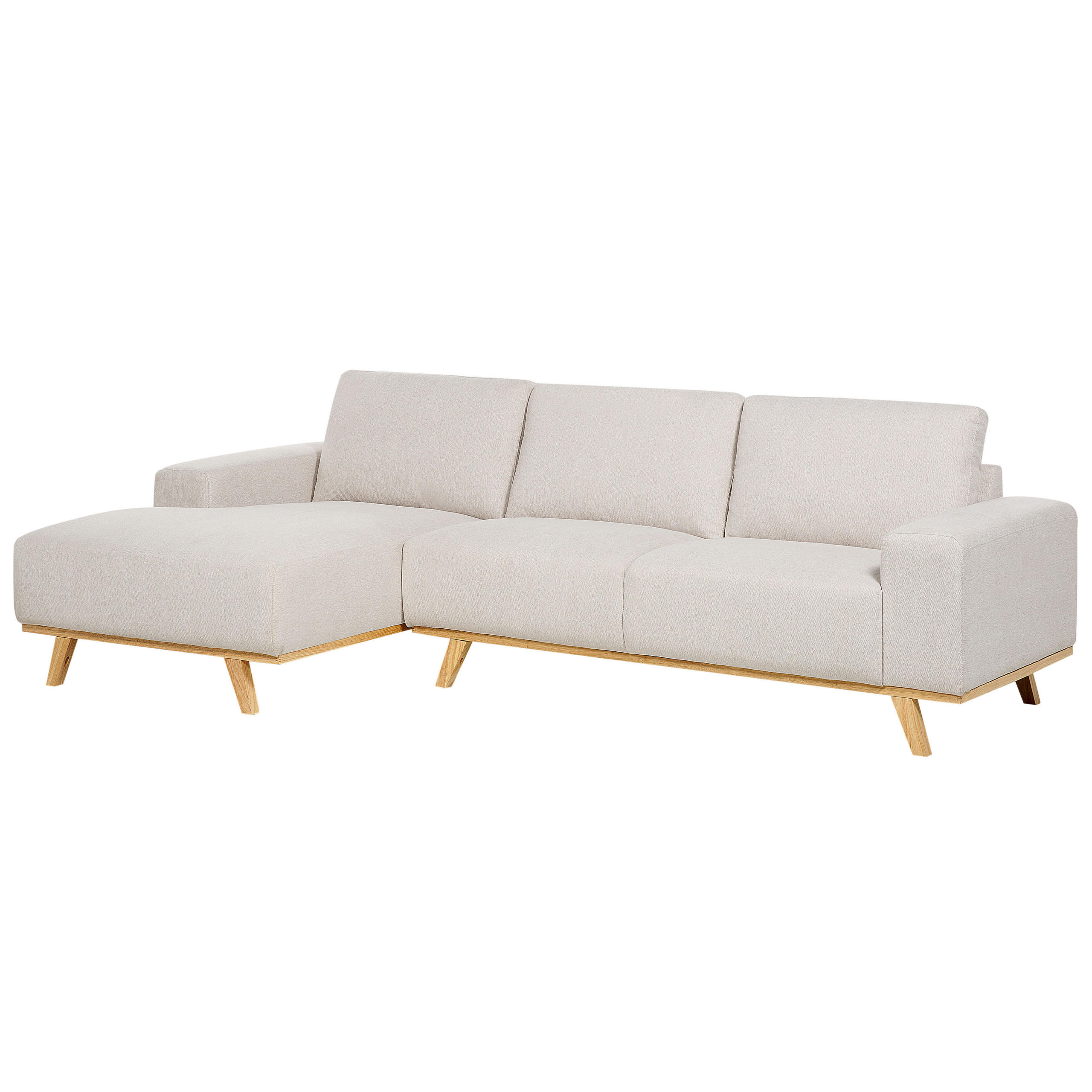 3-SITZER-ECKSOFA beige linksseitig Nora - Hellbraun/Beige, Textil (279/150cm) - Beliani