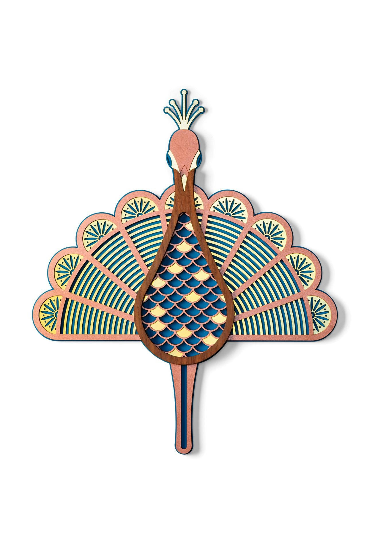WANDDEKO MASKE 60/71 cm - Blau/Pink, Holzwerkstoff/Kunststoff (60/71/1cm) - KUNSTLOFT