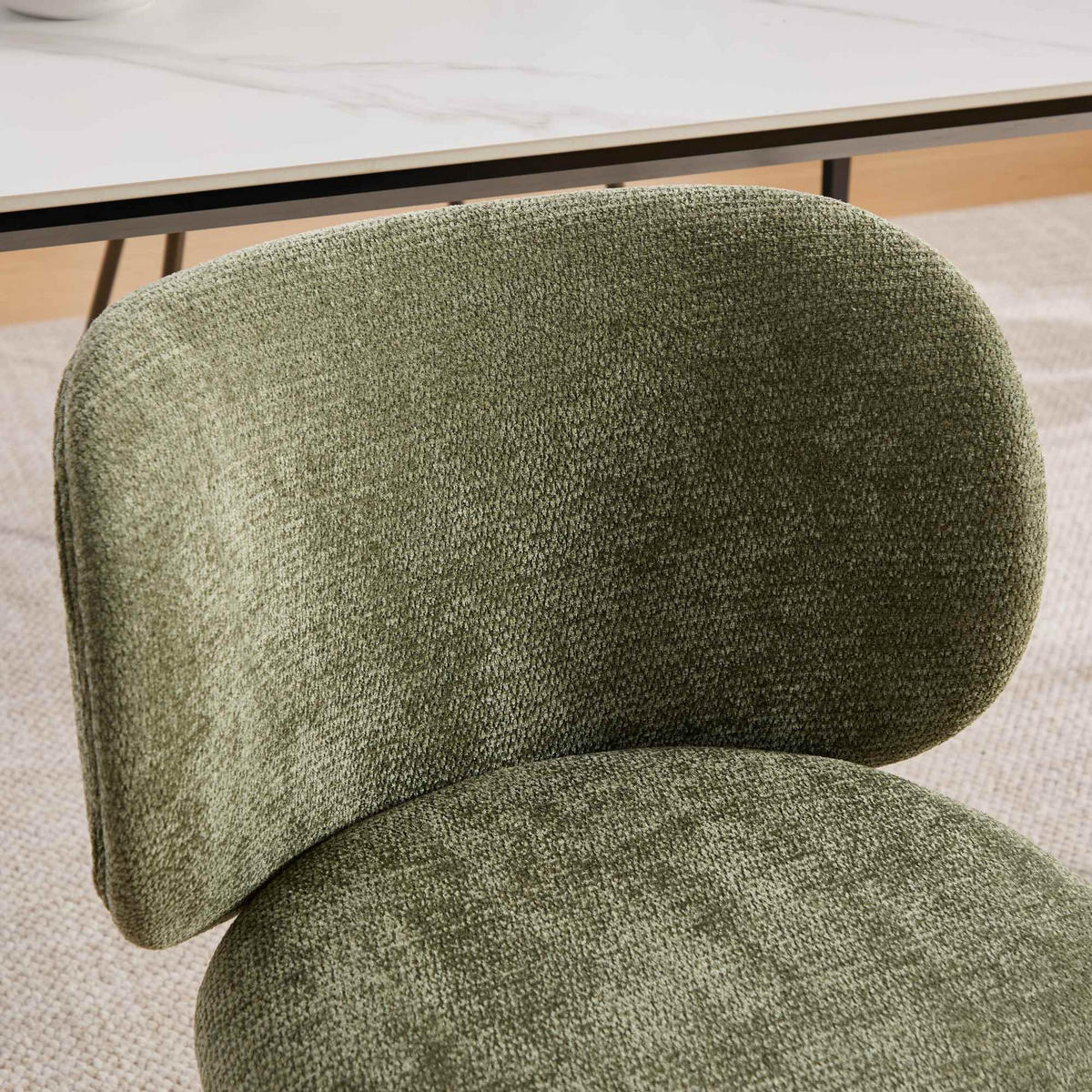 CHENILLE-STÜHLE im 6er-Set, mit geschwungener Rückenlehne und weicher Polsterung, Grün - Multicolor, Textil (52/80/58cm) - Meubles Cosy