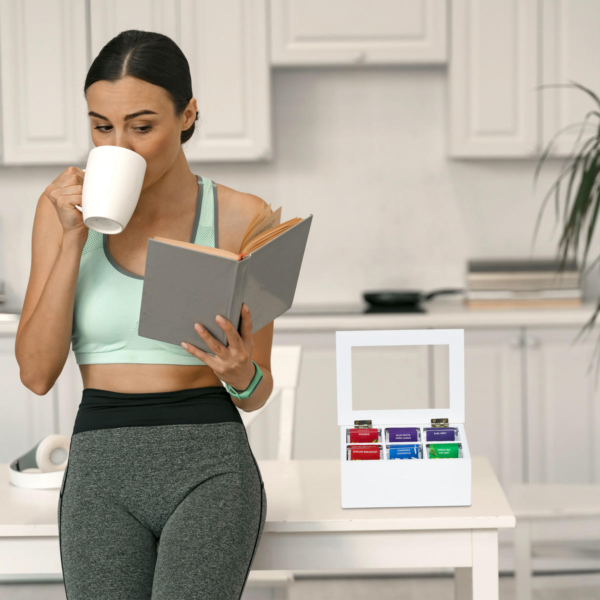 TEEBOX - Weiß, Holz/Kunststoff (21.5/9/16cm) - Relaxdays