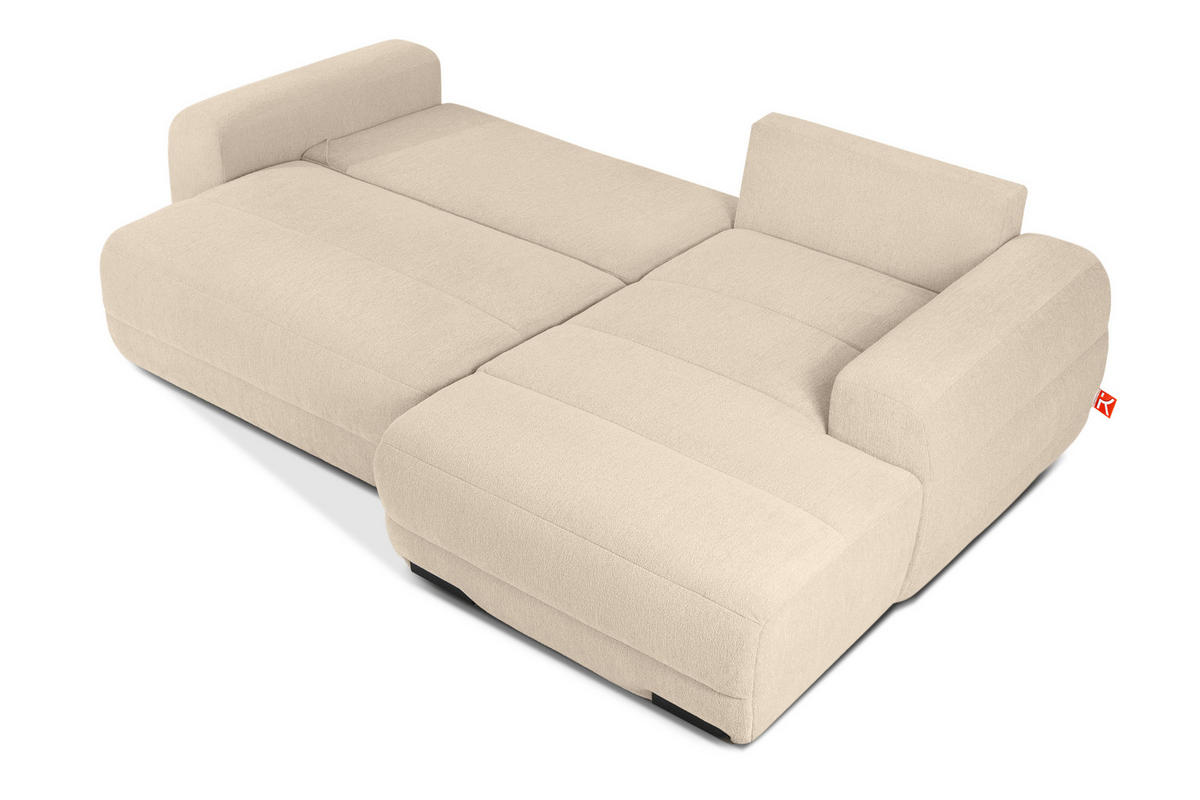 ECKSOFA RECHTS BLUME, Cremefarbe - Creme, Holz/Holzwerkstoff (271/164cm) - KONSIMO®