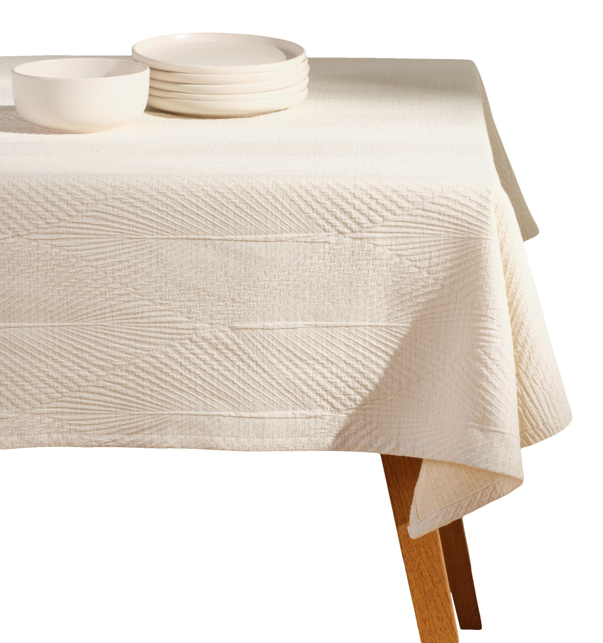 TISCHDECKE Mileja - Ecru, Textil (180/130/1cm) - home&you
