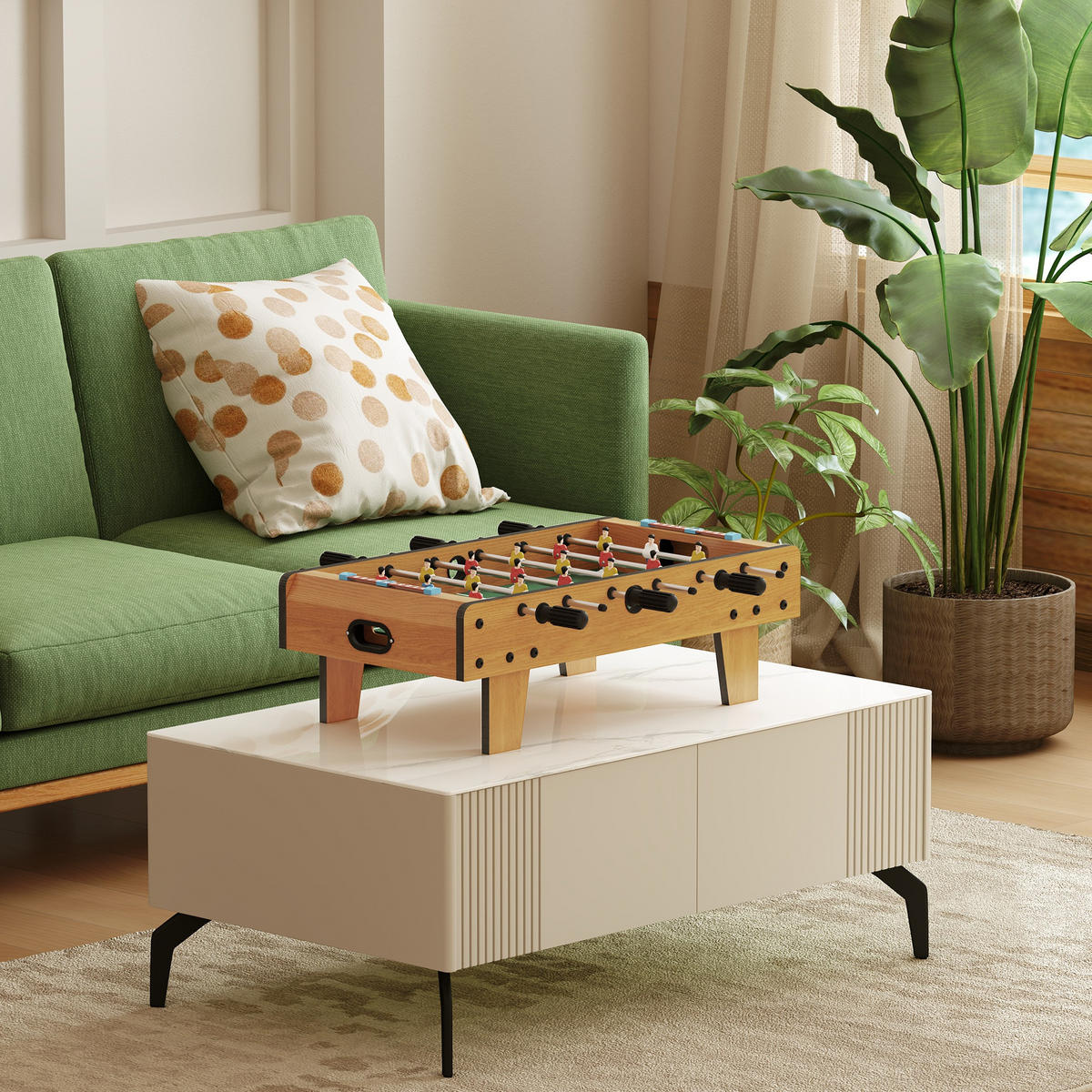 TISCHFUSSBALL DE-10818 kompakt mit Scoreboards Braun - Naturfarben, Holzwerkstoff (36.5/69cm) - ComfortXL