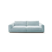 BIG SOFA RAINA Hellblau Cord - Schwarz/Hellblau, Kunststoff/Textil (254/85/150cm) - KAWOLA