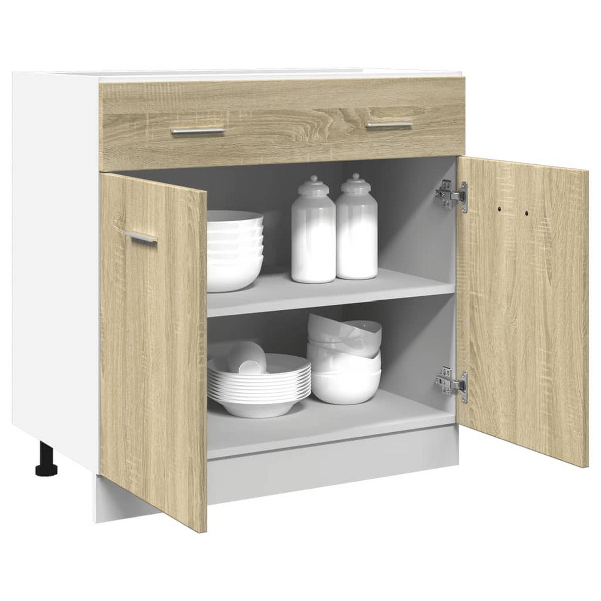 SCHUBUNTERSCHRANK Lyon Sonoma-Eiche 80/46/81,5 Cm Holzwerkstoff - Braun, Holzwerkstoff (46/81.5/80cm) - vidaXL