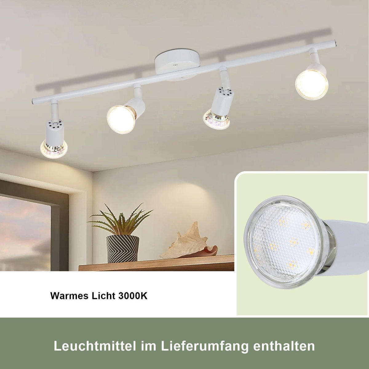 DECKENLEUCHTE Maidment 54/15/3.2cm - Weiß, Metall (54/15/3.2cm) - Nettlife