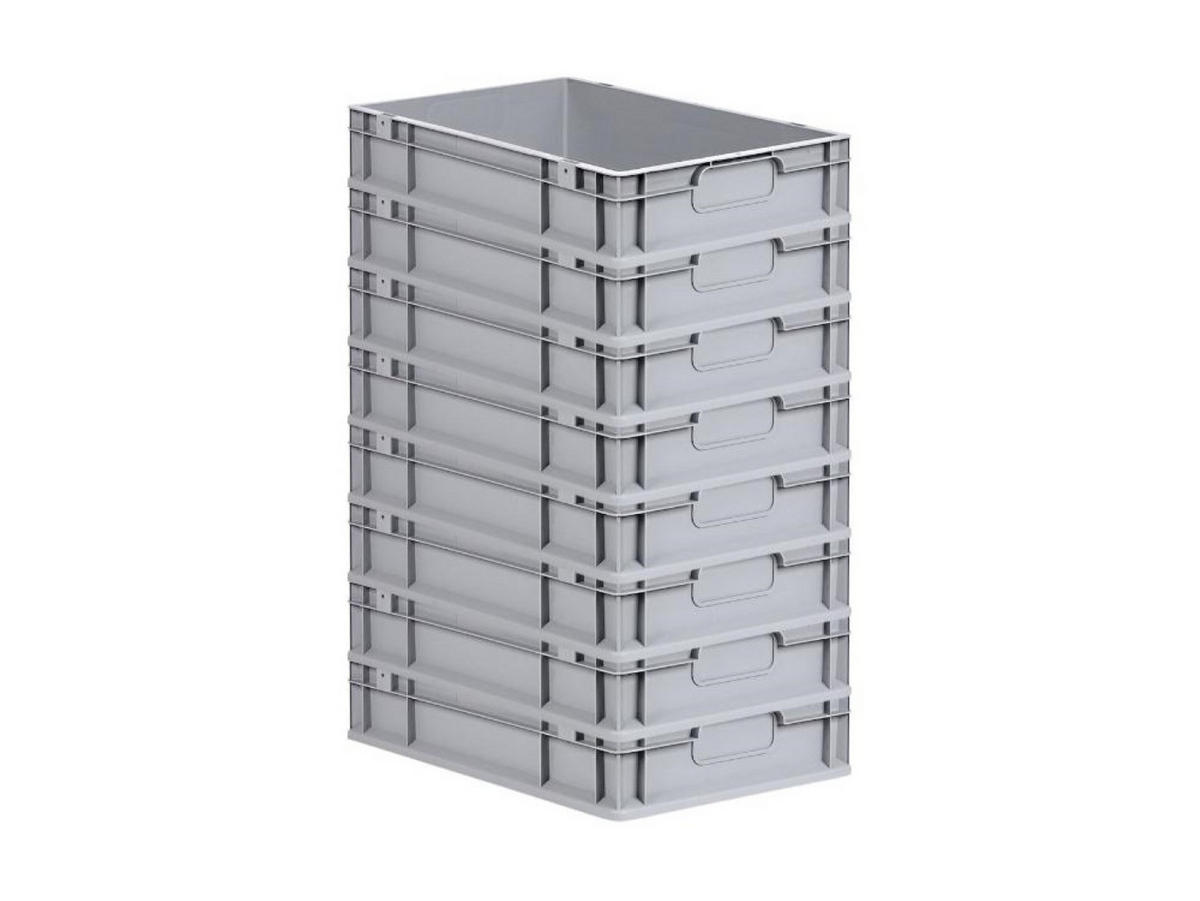 EUROBOX 8x Nextgen Economy Griffe Geschlossen 12x40x60cm 23 Liter - Grau, Kunststoff (40/12/60cm) - PROREGAL