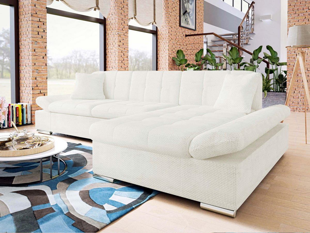 ECKSOFA Malwi, Seite: Rechts - Ecru, Holz/Textil (278/161cm) - MIRJAN24
