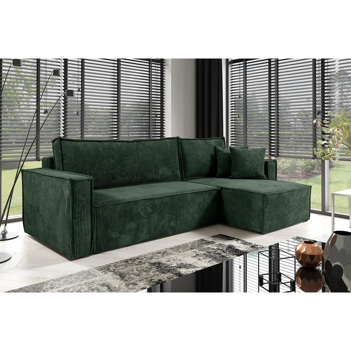 ECKSOFA Ezekiel 3 Sitzplätze Tannengrün - Grün, Holz (236/145cm) - Petits-meubles