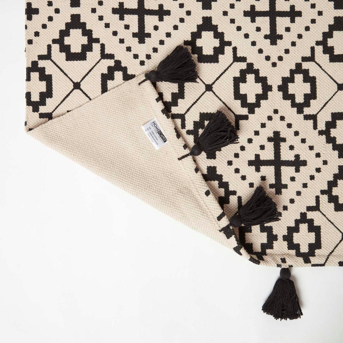 TEPPICHLÄUFER Reva Baumwolle gemustert 66/200 cm - Schwarz, Textil (66/200cm) - Homescapes