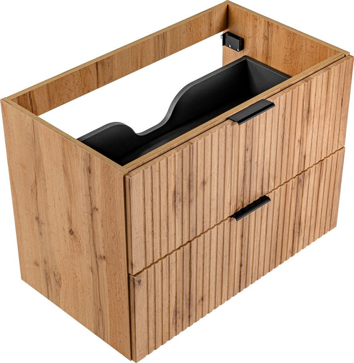 WASCHBECKENUNTERSCHRANK Niva hängend mit Rillenfronten in Eiche Braun, 80/57/46 cm - Eiche Wotan/Multicolor, Holzwerkstoff/Kunststoff (80/57/46cm) - WFL GROUP