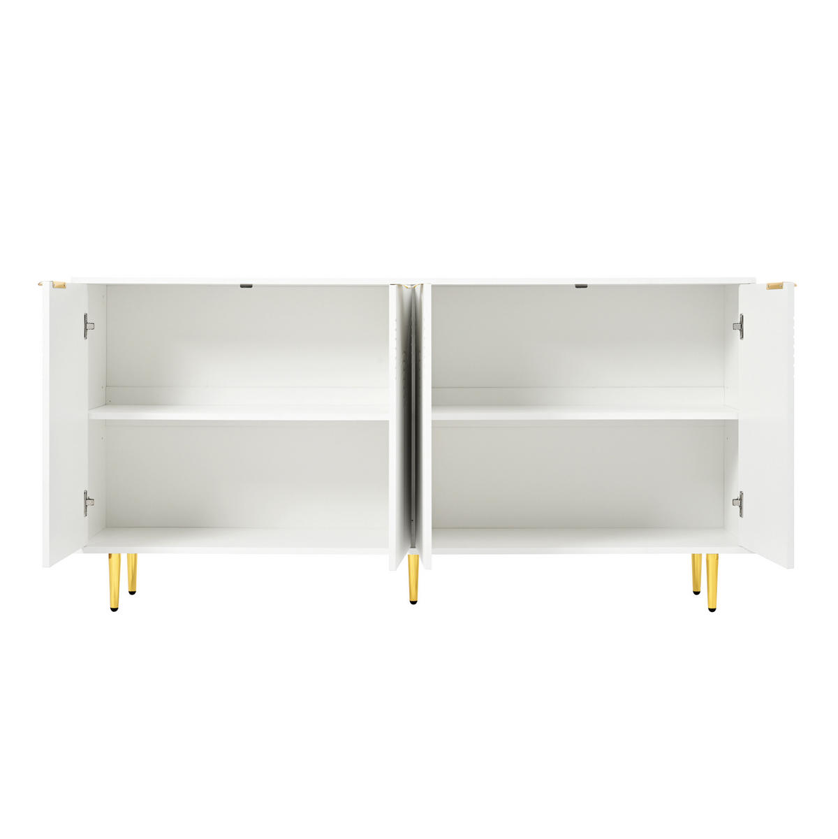 SIDEBOARD aus MDF und Spanplatte 160x40x80 cm Weiß mit 4 Türen, verstellbaren Einlegeböden und Soft-Close - Weiß, Holzwerkstoff (160/80/40cm) - Modfu
