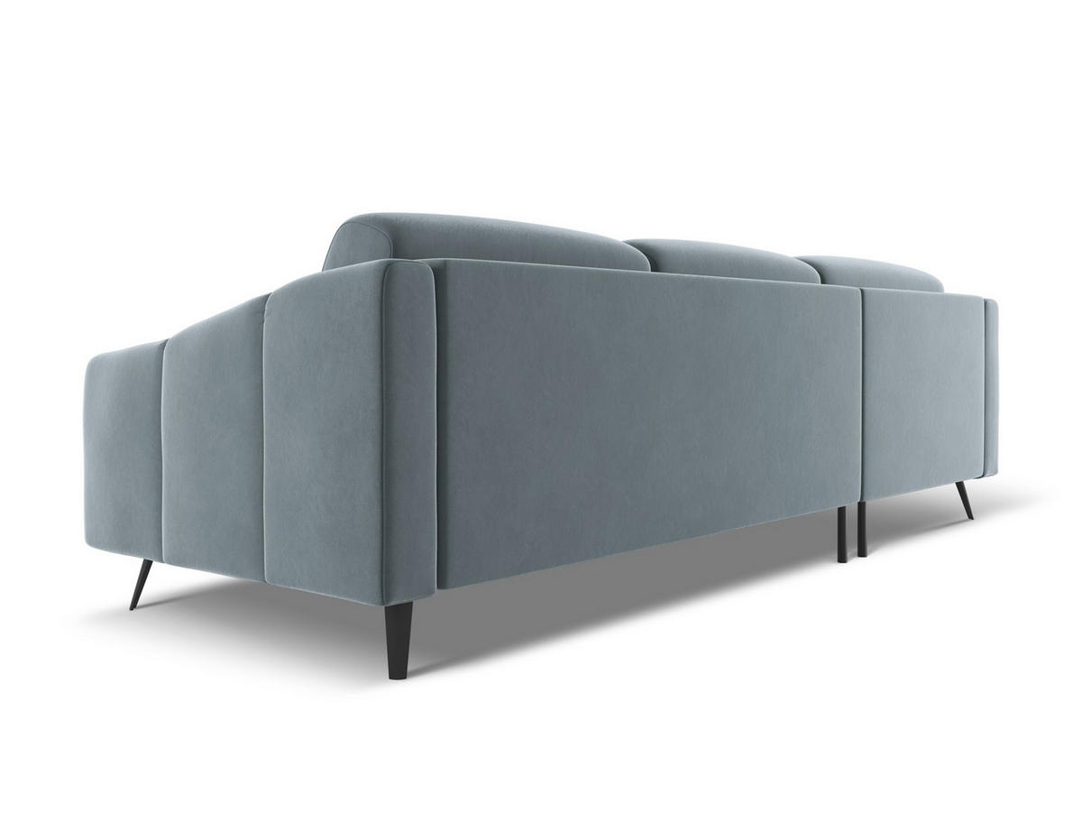 ECKSOFA Links Samt Stoff Blau - Blau/Schwarz, Textil/Metall (160/264cm) - Makamii