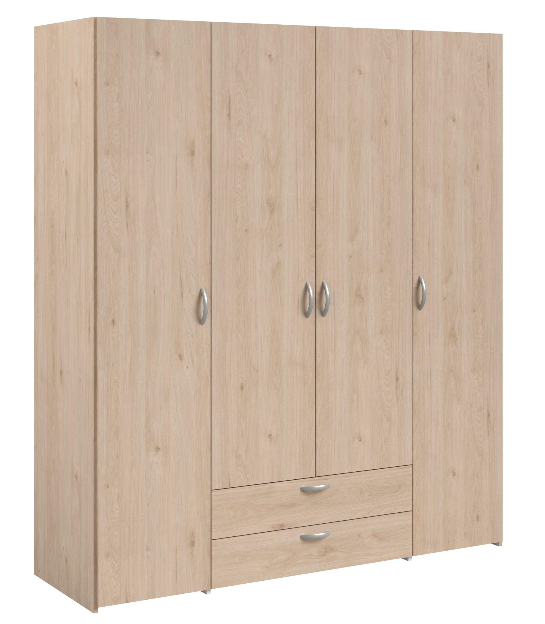 KLEIDERSCHRANK 4-trg. Parisot Daily 11 Holzdekor Eiche Jackson - Eichefarben, Kunststoff (160/185/51cm) - 58aufmkessel