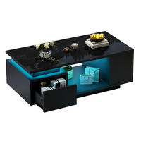 COUCHTISCH aus Spanplatte 100x50x36 cm in Schwarz mit LED-Beleuchtung - Schwarz, Holzwerkstoff (100/50/36cm) - Modfu