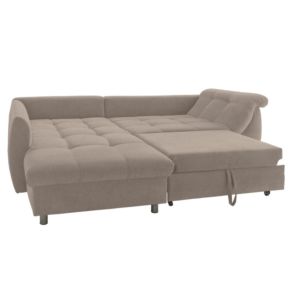 Thumbnail - luma-home Ecksofa, Hellbraun, Textil, 3-Sitzer, Füllung: Polyurethan (Pur), Ottomane links, L-Form, Eckteil, einzeln ste...