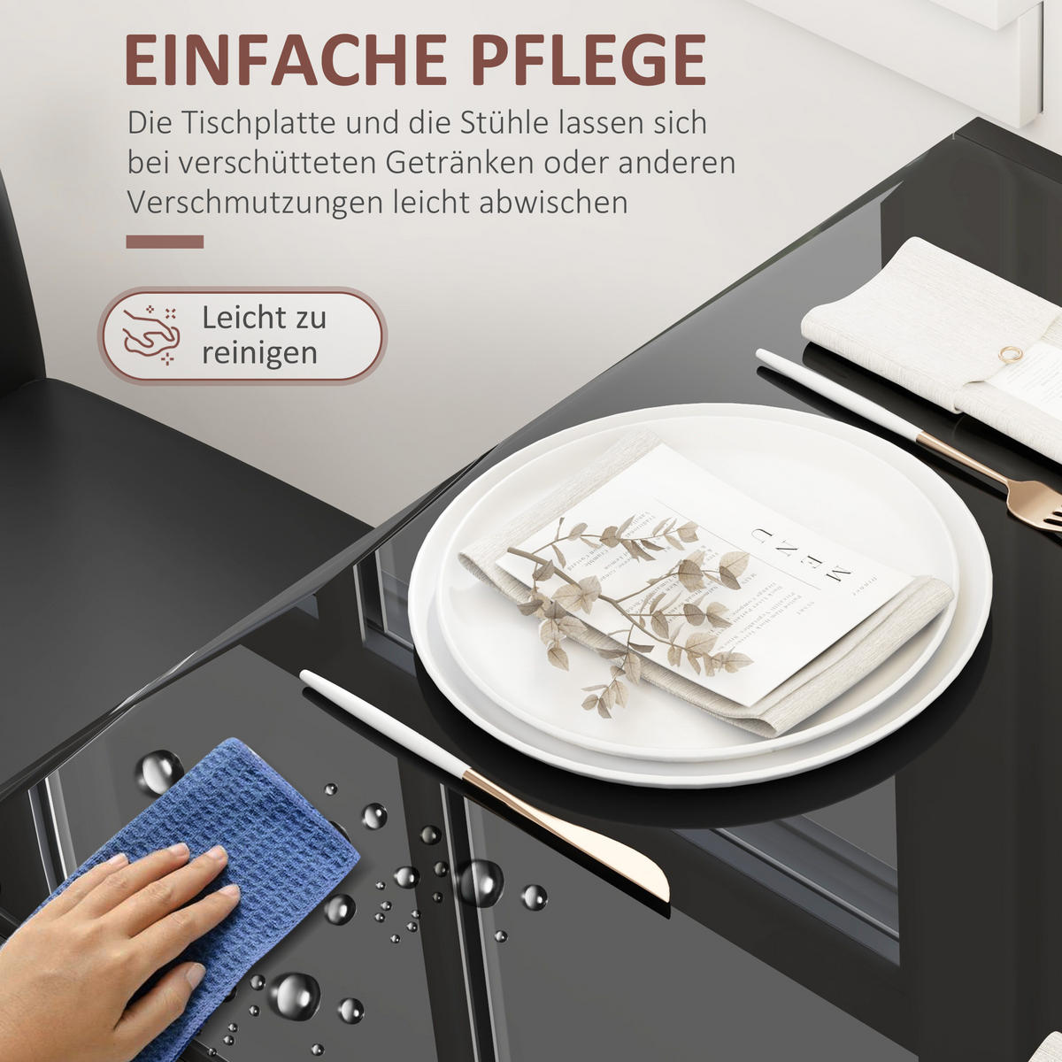 ESSGRUPPE Esstisch mit 2 Stühlen Platzsparend Esszimmergruppe Sitzgruppe - Schwarz, Metall (75/75/75cm) - HOMCOM