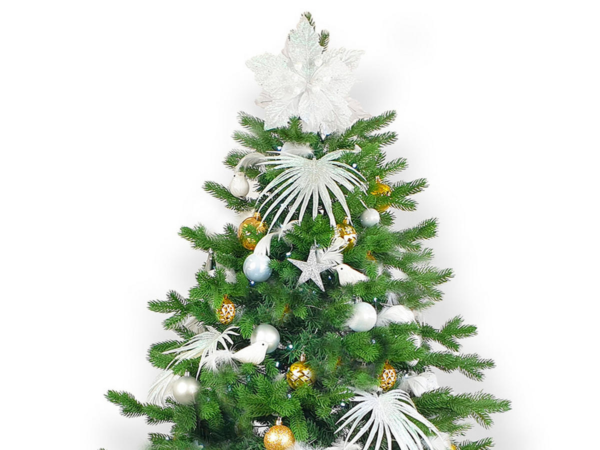LAALU CHRISTBAUMKUGEL-SET 133 Stück in Luxusbox POLAR GOLD für Weihnachtsbäume 120-210 cm - Silberfarben/Goldfarben, Glas/Kunststoff (55/50/75cm) - LAALU