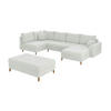WOHNLANDSCHAFT inkl. Hocker Henrik Weiß Boucle - Weiß/Braun, Holz/Textil (310/81/161cm) - S-Style Möbel