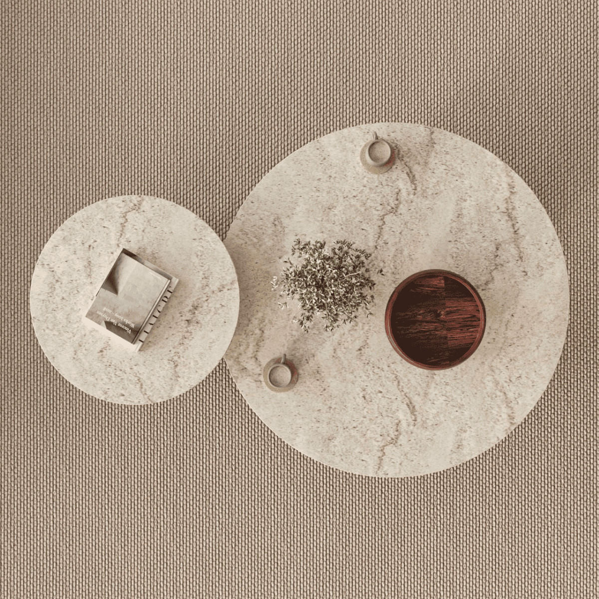 COUCHTISCHEN 2er-Set mit runder Tischplatte 70/70/40 cm - Eichefarben, Holzwerkstoff (70/70/40cm) - Calicosy