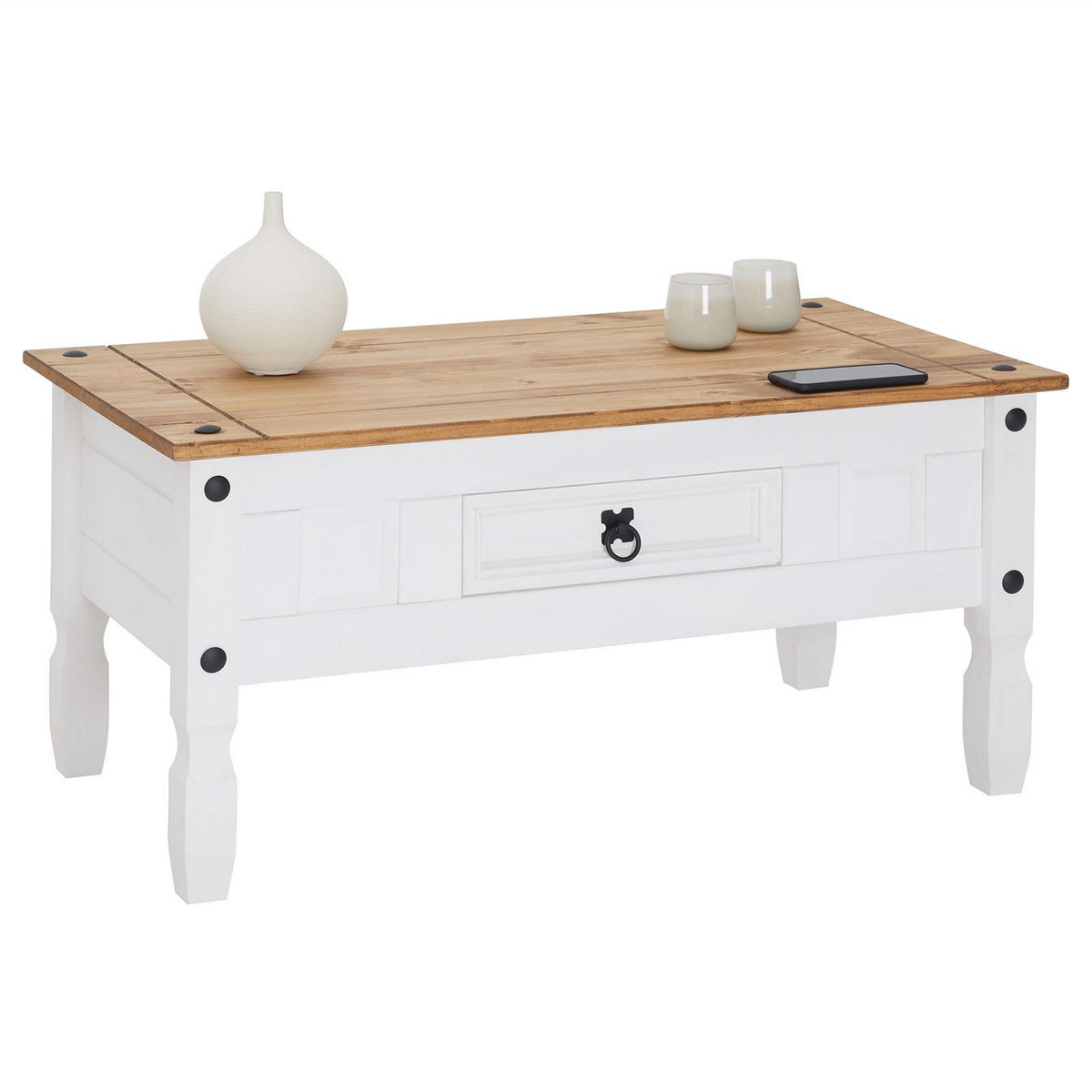 COUCHTISCH CAMPO - Weiß/Braun, Holz (50/95/45cm) - CARO-Möbel