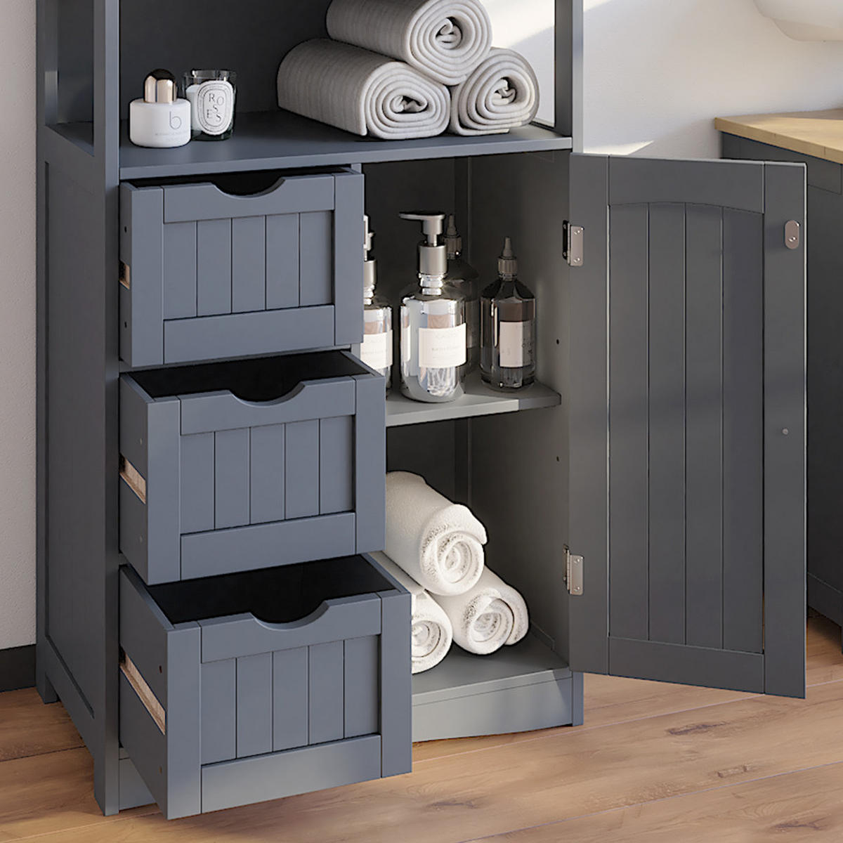 MIDISCHRANK Bianco Grau 56 x 86.5 cm - Grau, Holzwerkstoff (56/86.5/29.2cm) - Vicco