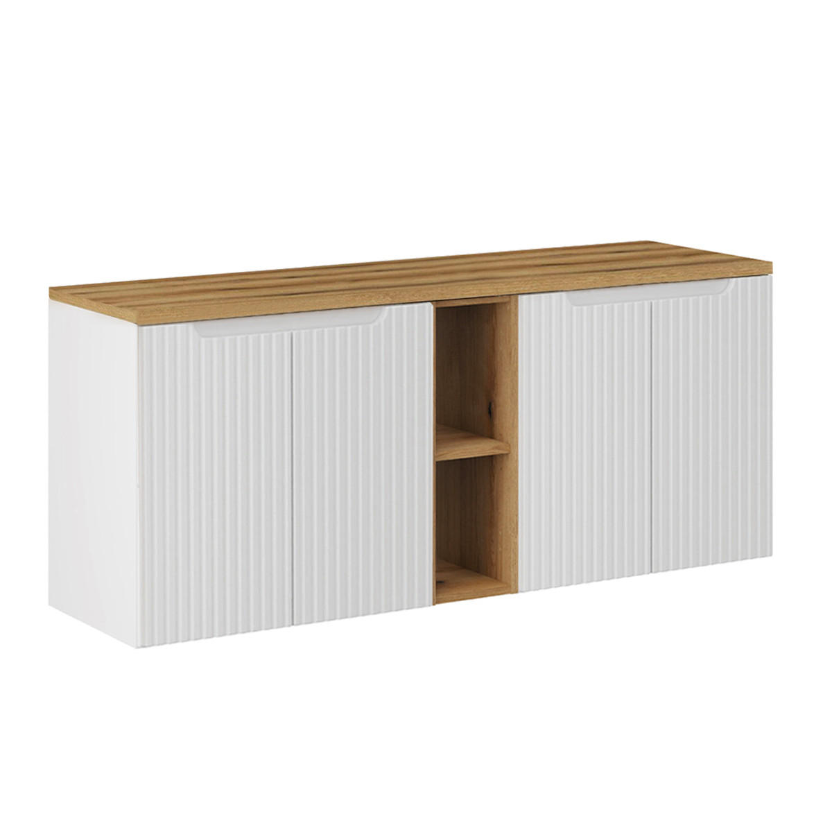 PODUMIVALNIŠKA OMARICA 140.4cm Riva Bela in lesena - bela, leseni material (140.4/59.5/40cm) - Petits-meubles