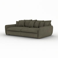BIGSOFA Hereford Flachgewebe Grün inkl. 11 Kissen 234/131/61 cm - Graubraun, Kunststoff/Textil (234/61/131cm) - foamnova