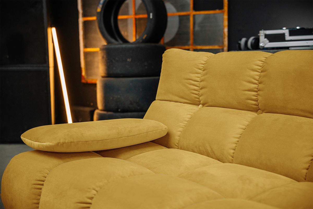 SITZGRUPPE VIVIEN 3ER SET Gelb Velvet - Currygelb/Gelb, Kunststoff/Textil (359/85/510cm) - KAWOLA