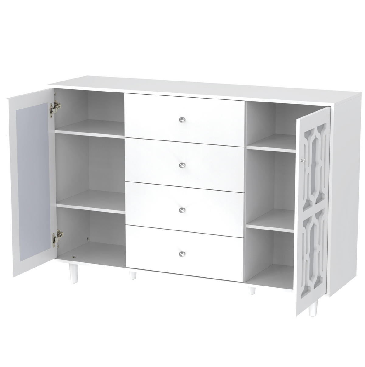 KOMMODE aus MDF 147,5x40x102cm in Weiß mit Spiegeloberfläche - Weiß, Holzwerkstoff (147.5/102/40cm) - Modfu