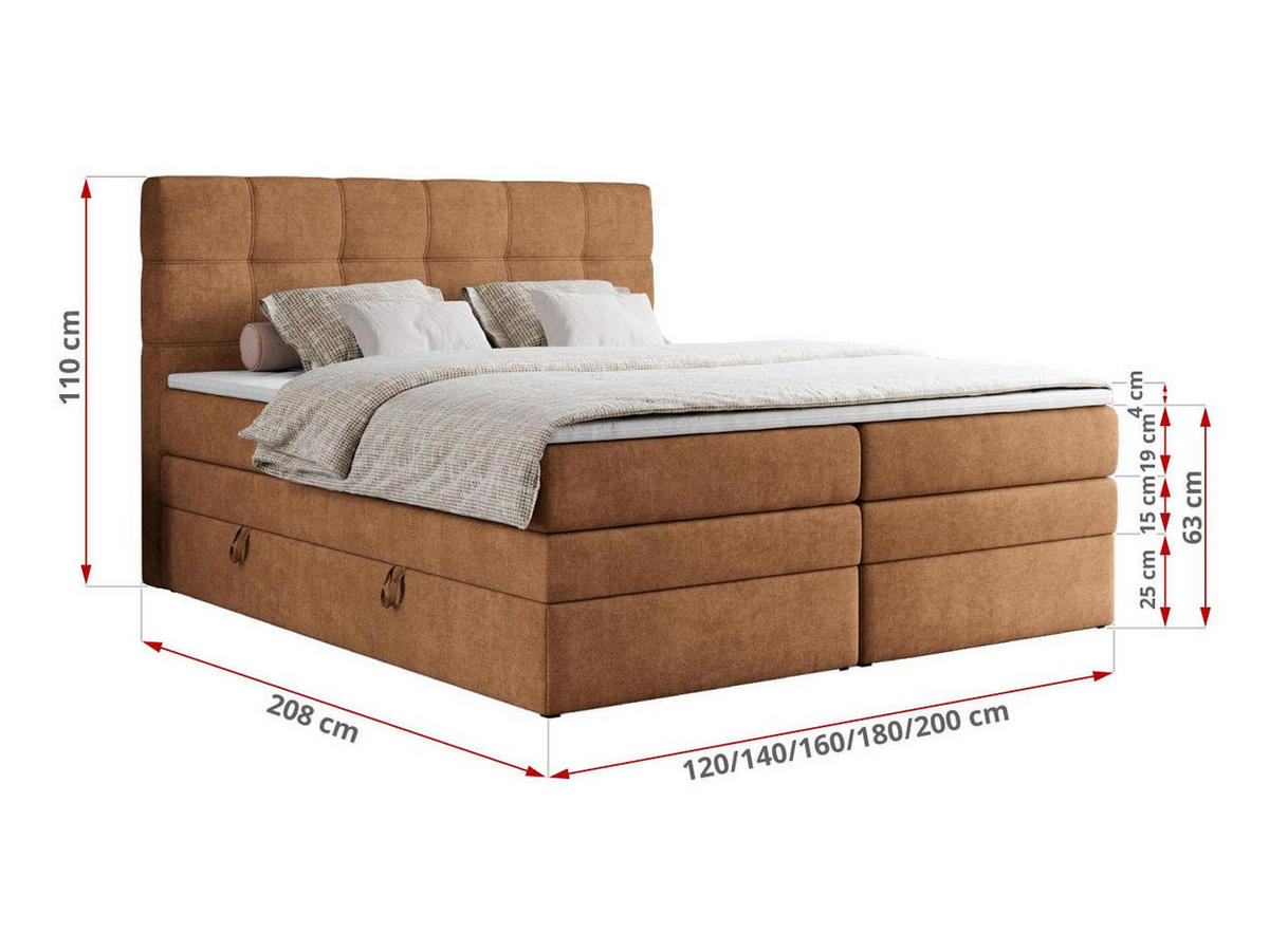 BOXSPRINGBETT ERNI KING 160/200 Orange Struktur - H3 - Orange, Holz/Textil (160/200cm) - MKS