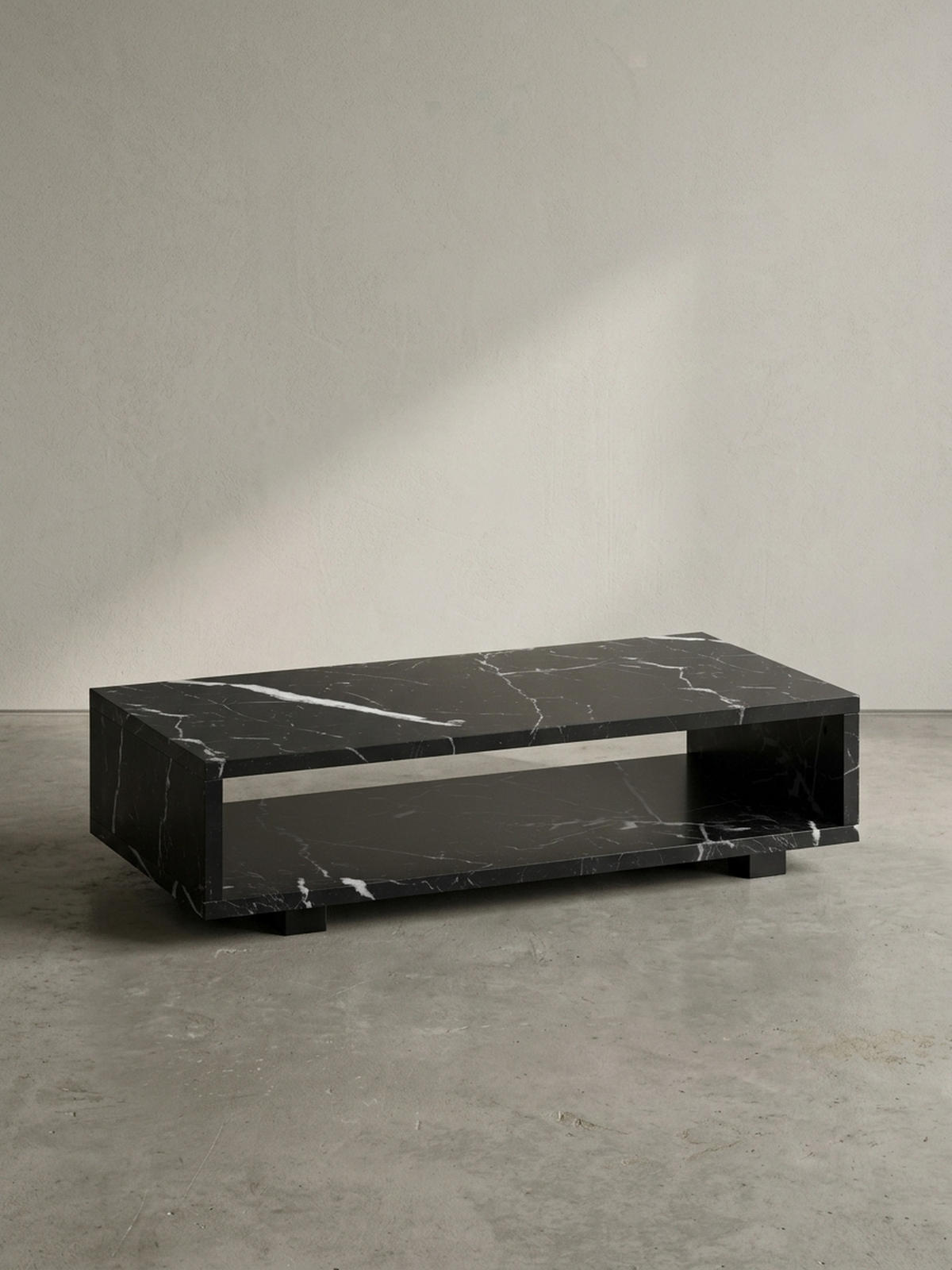 COUCHTISCH in Stein-Optik Modern mit Stauraum Rechteckig Schlicht, Schwarz 100x50x25 cm - Schwarz, Kunststoff (50/100/25cm) - KADIMA DESIGN
