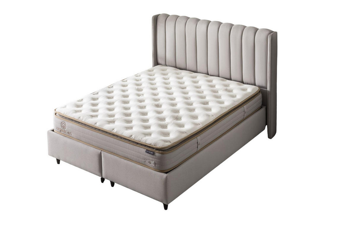 POLSTERBETT-SET Organic 150x200 Beige - Bett inkl. Matratze - Beige, Metall (150/200cm) - Villa Möbel