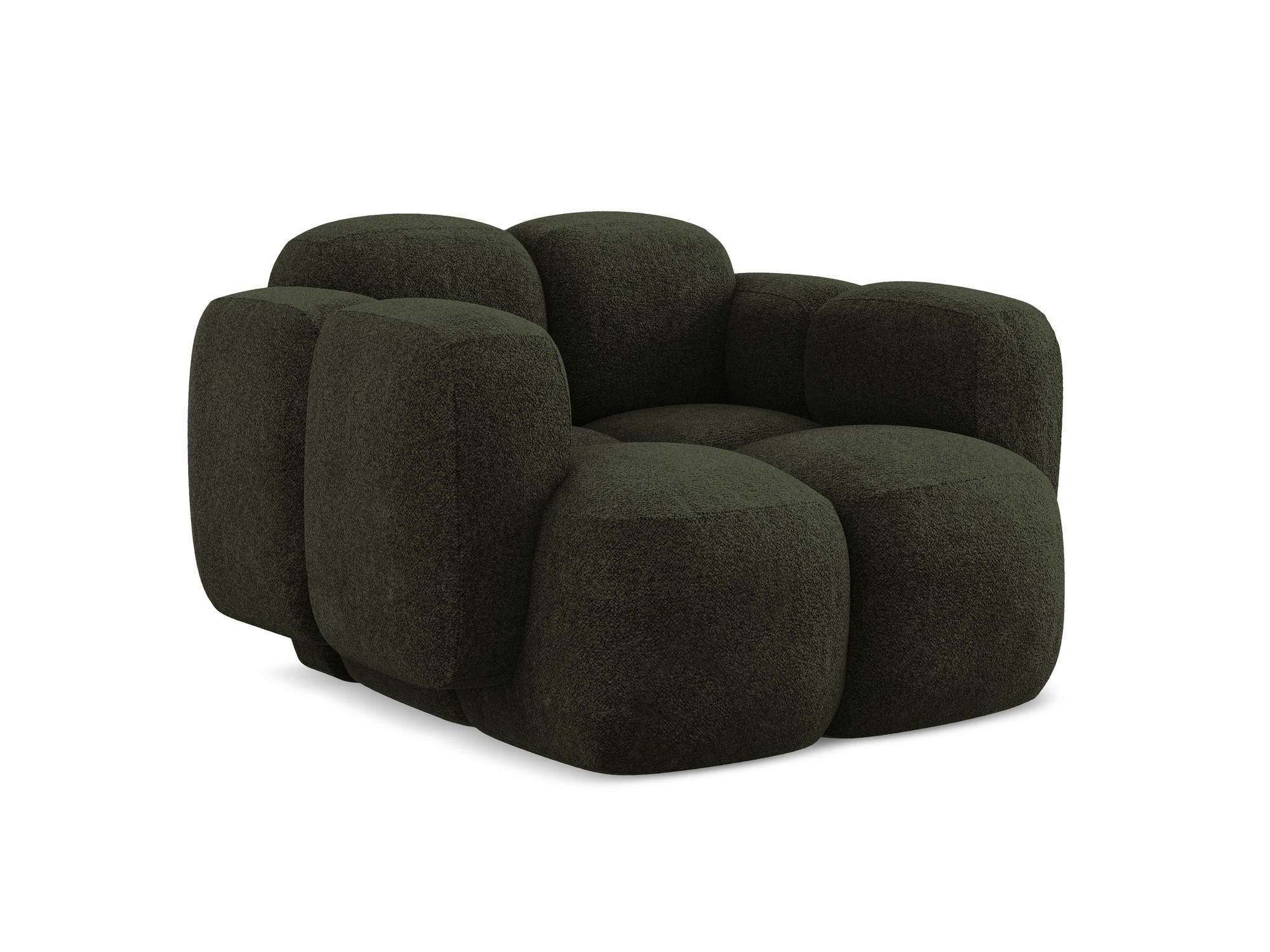 SESSEL Chenille Stoff Grün - Dunkelgrün/Schwarz, Holzwerkstoff/Kunststoff (120/72/115cm) - Makamii