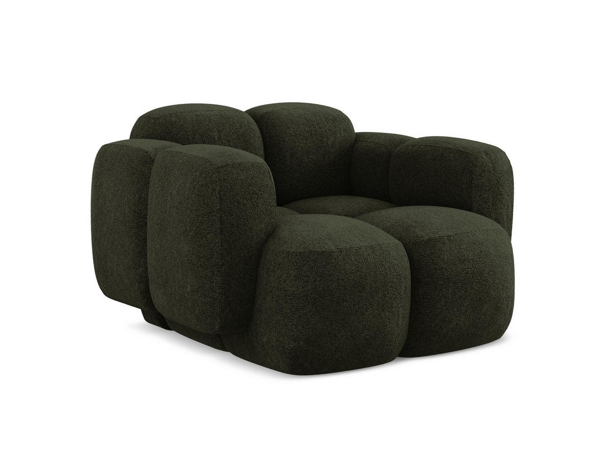 SESSEL Chenille Stoff Grün - Dunkelgrün/Schwarz, Holzwerkstoff/Kunststoff (120/72/115cm) - Makamii