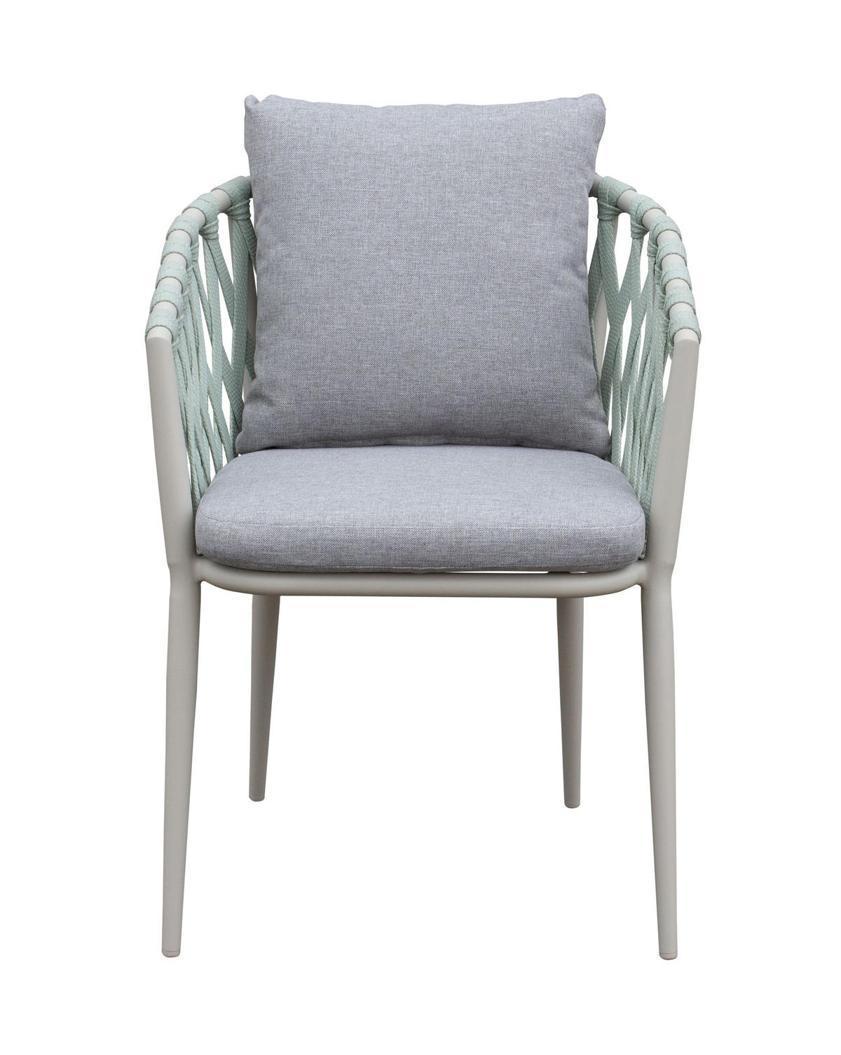 STAPELSTUHL Vienna, Rope, Aluminium, Taupe-Grün - Grau/Grün, Metall (45/80/60cm) - dasmöbelwerk