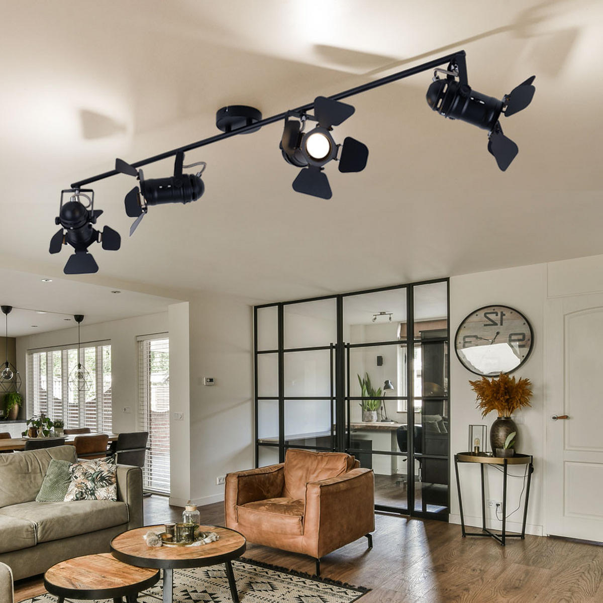 LED DECKENLEUCHTE Egon Schwarz Metall - Schwarz, Metall (110/18/26.5cm) - Globo Lighting