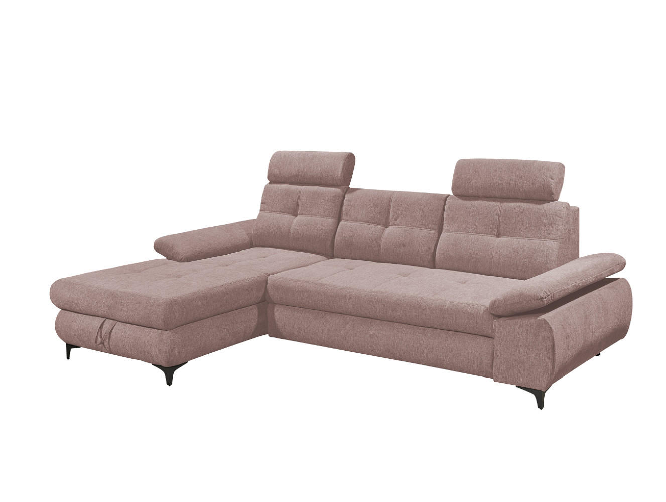 ECKSOFA mit Schlaffunktion und Bettkasten - Pink/Schwarz, Kunststoff/Textil (274/177cm) - ed exciting design