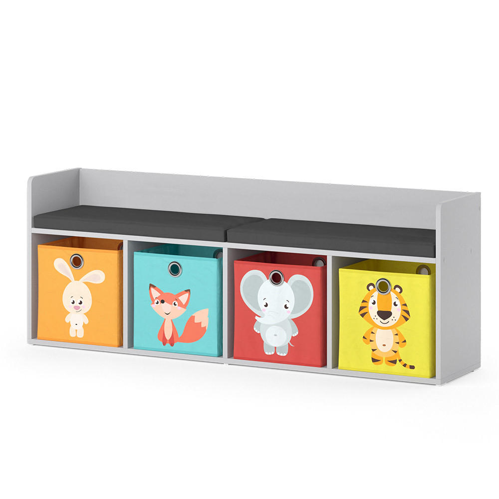 KINDERSITZBANK Luigi Weiß 142.4 x 53.4 cm 4 Fächer, mit Faltboxen bunt - Weiß, Holzwerkstoff (142.4/53.4/31.2cm) - Vicco