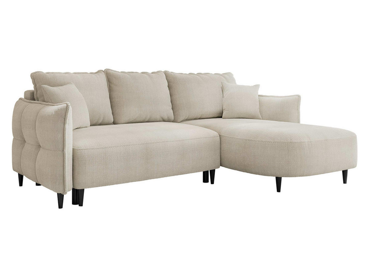 ECKSOFA Sycylia, Seite: Rechts - Creme/Schwarz, Holz/Textil (244/165cm) - MIRJAN24