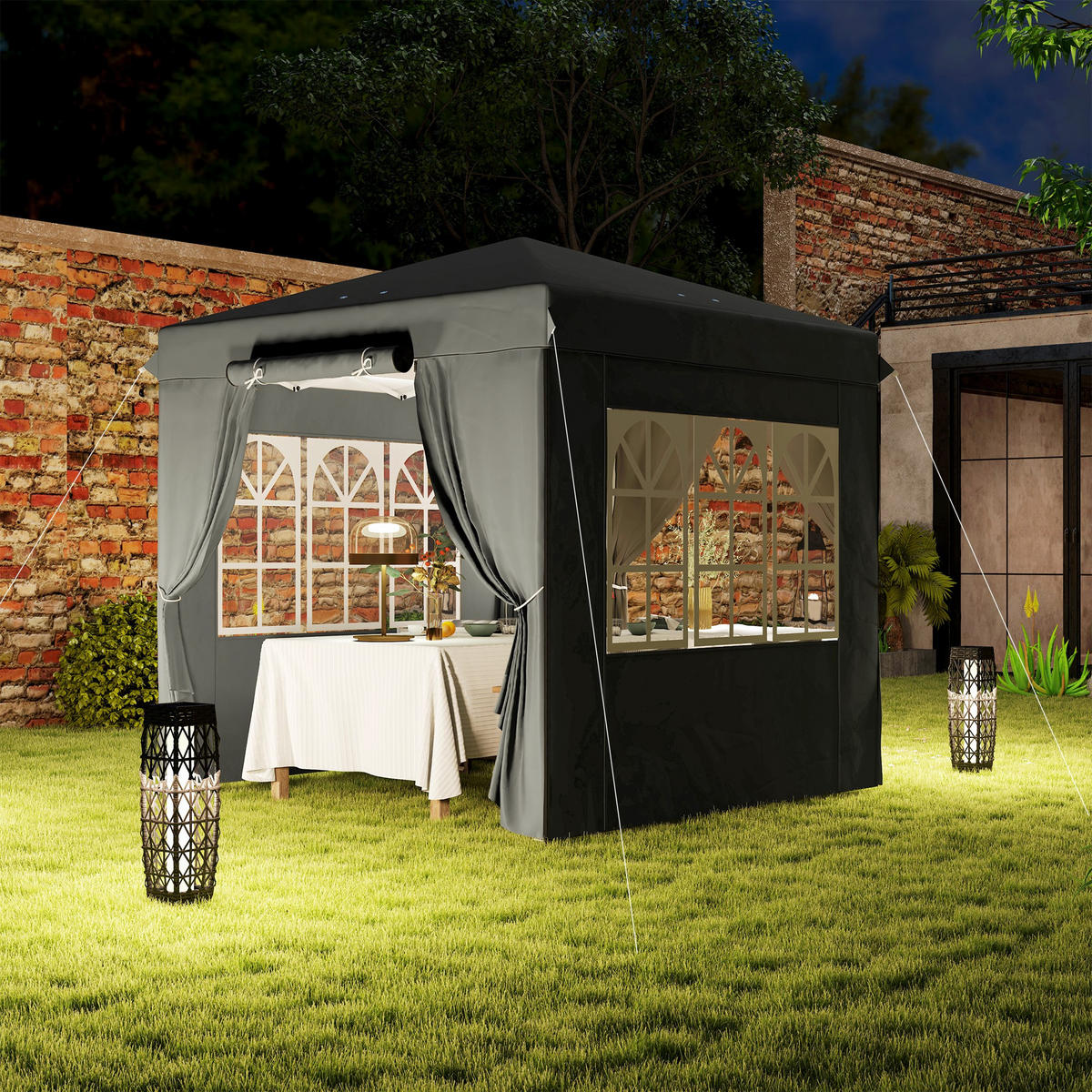 PAVILLON Pop-up Faltpavillon Dunkelgrau 2,5x2,5 m - Grau, Metall (250/268/250cm) - ComfortXL