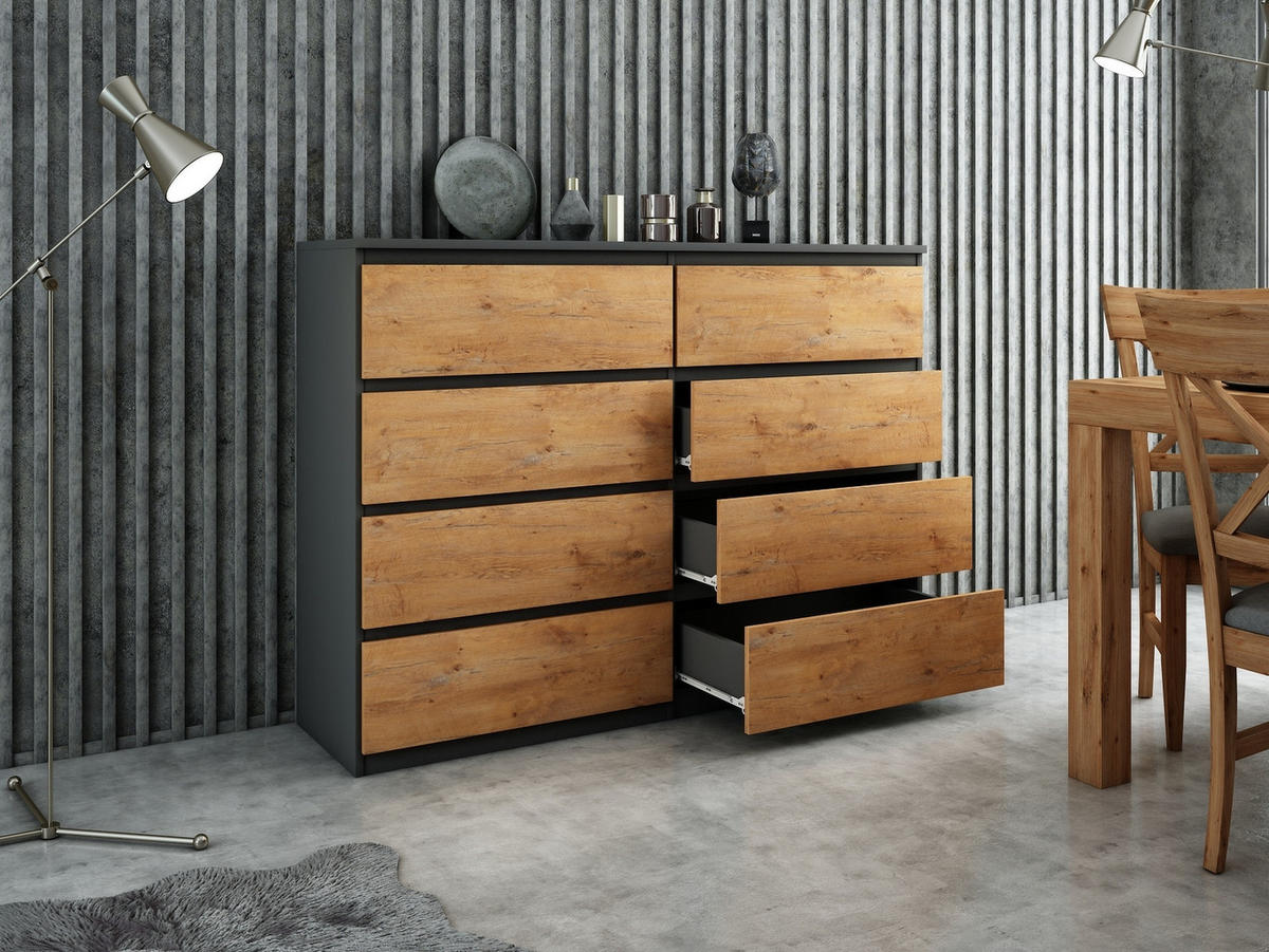 KOMMODE Anthrazit, Lancelot 120/102/39 - Anthrazit/Eiche San Remo, Holzwerkstoff (120/102/39cm) - RAUMHIRSCH FURNITURE