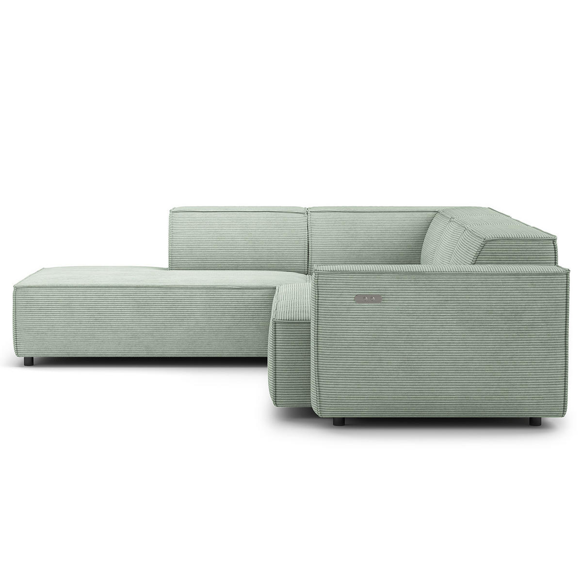 ECKSOFA mit Ottomane - Schwarz/Mintgrün, Kunststoff/Textil (260/234cm) - home24