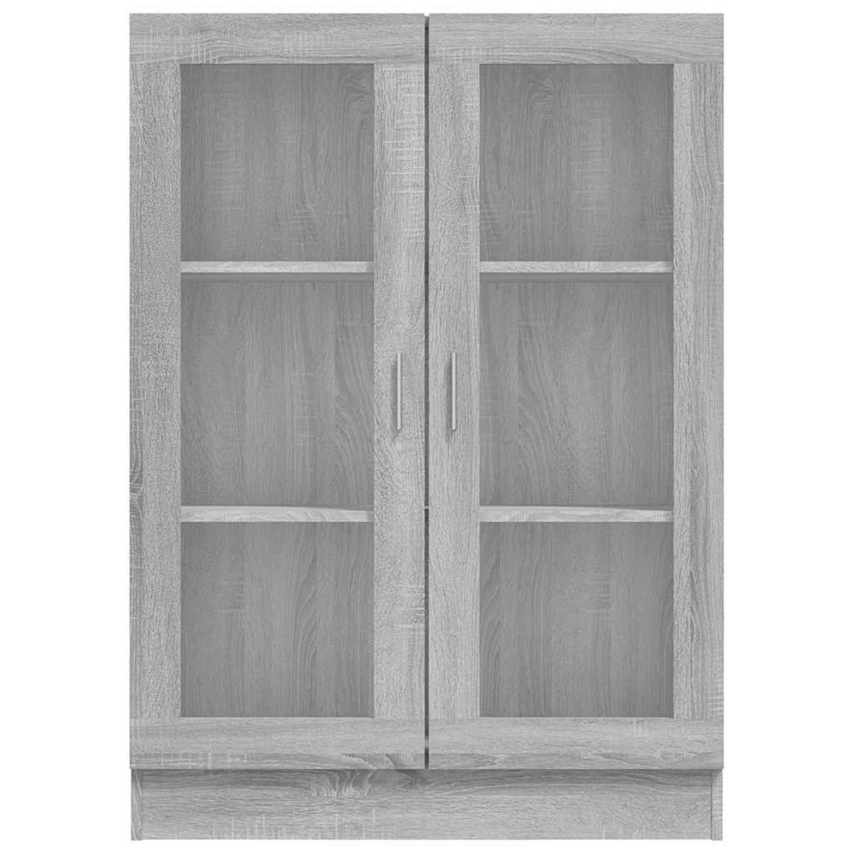 VITRINENSCHRANK mit 3 Fächern, 2 Glastüren 82,5/30,5/115 cm aus Holzwerkstoff Grau Sonoma Dekor - Silbereichenfarben, Holz (82.5/115/30.5cm) - vidaXL