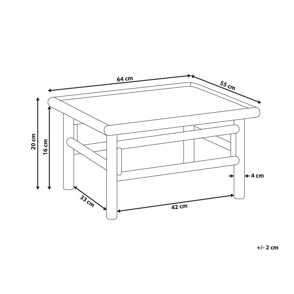 GARTENTISCH 64/55 cm Massivholz Heller Holzfarbton Cerreto - Hellbraun, Holz (55/64/20cm) - Beliani