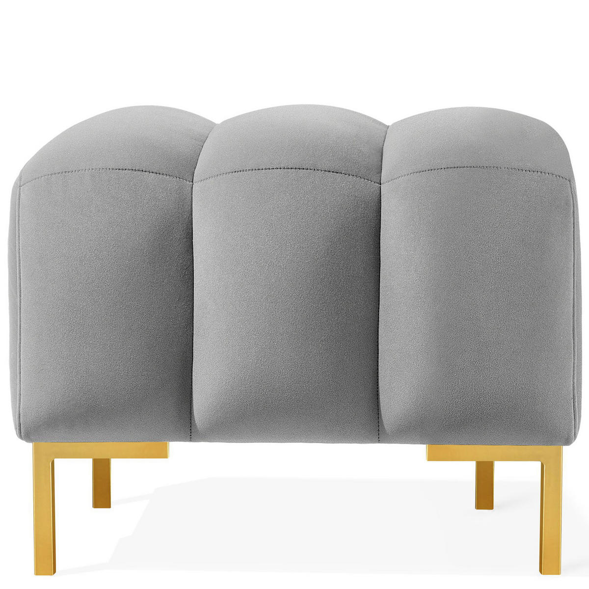 SITZHOCKER Polsterhocker PECCO, Veloursstoff - Goldfarben/Hellgrau, Holz/Textil (60/50/50cm) - KONSIMO®